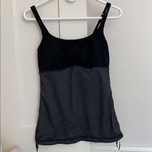 Lululemon black/grey tank with strap detail size 6